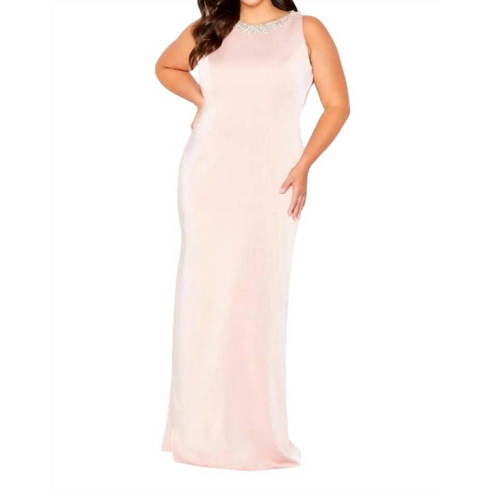 NEW CAMERON BLAKE sleeveless novelty crepe gown in english rose